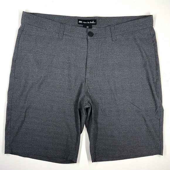 Travis Mathew Performance Shorts Mens Sz 36 Dark Gray‎ Check Lightweight Golf - Picture 1 of 5